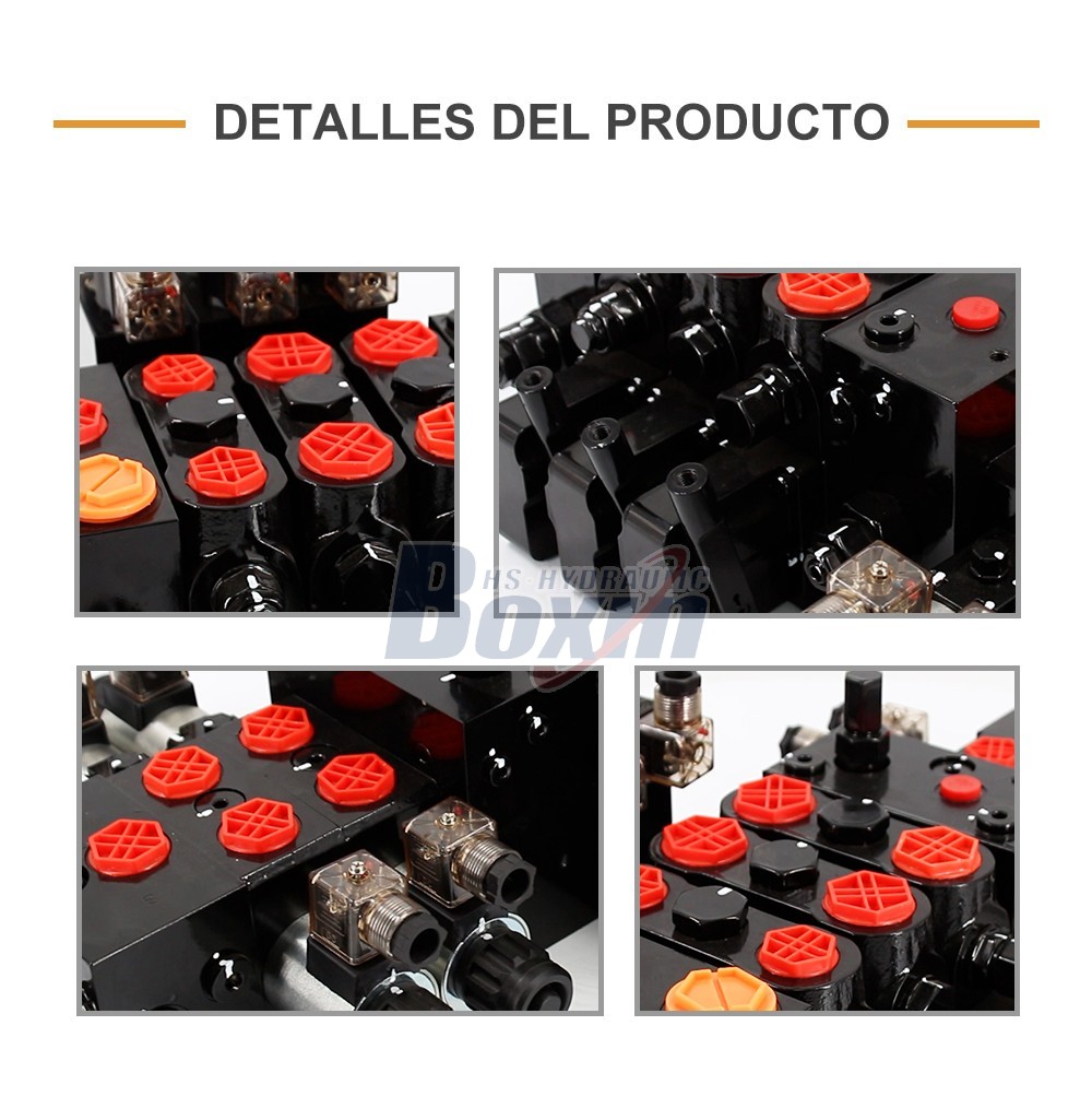 Solenoid Operated 6 Spool Hydraulic Sectional Valve DCV100E DCV58